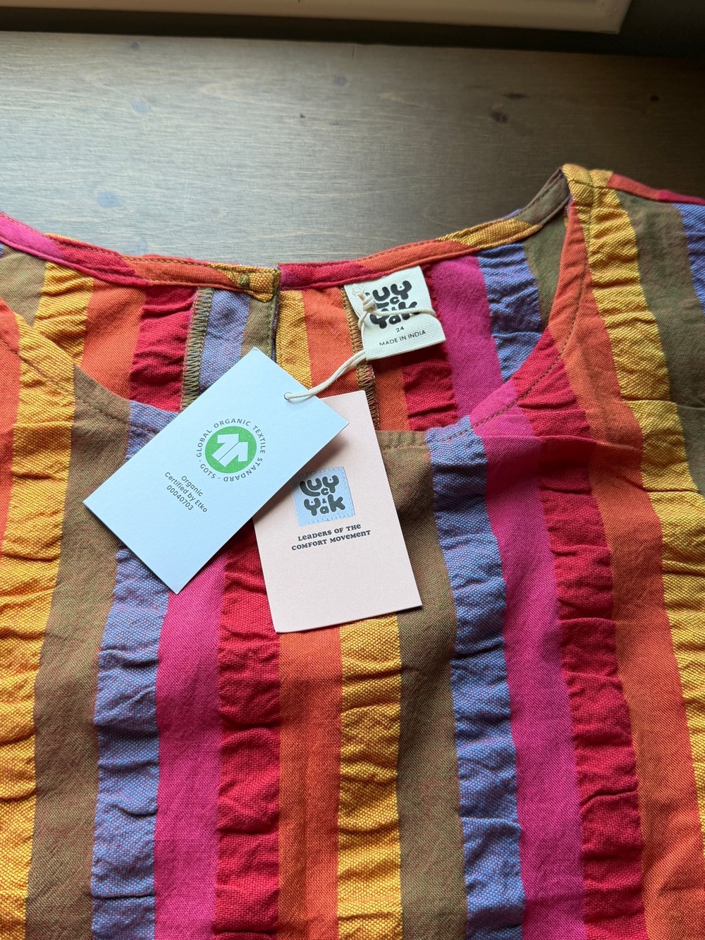 Lucy & Yak Striped Sleeveless Tank in Red, Orange, Yellow, Purple, Brown - Picture 5 of 5